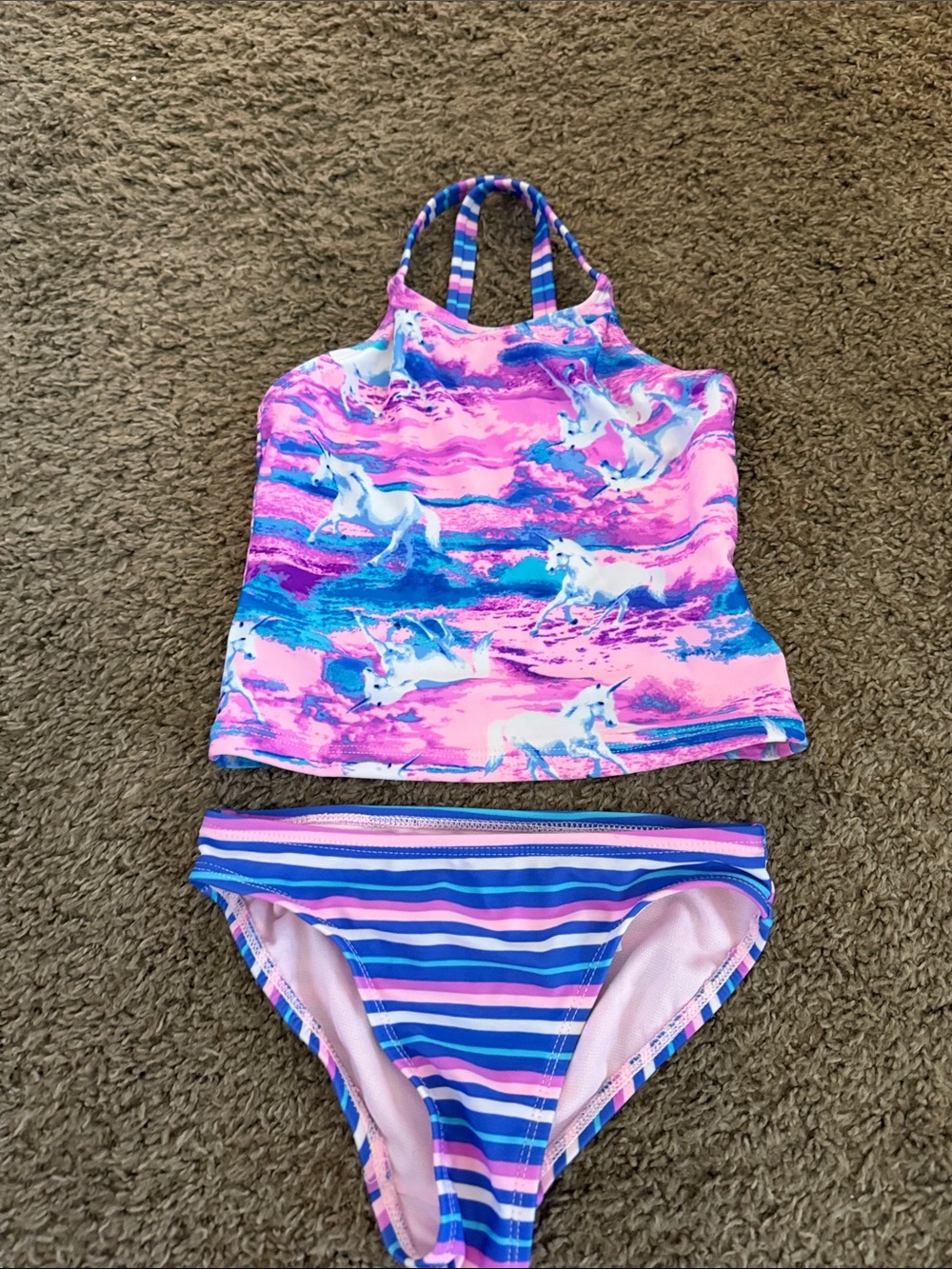 wonder nation Pink and Blue Unicorn Tankini Set